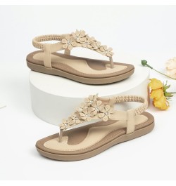 Wide Width Sandals for Women, Bohemia Summer Women Ladies Bling Flower Crystal Flat Sandals Beach Casual Shoes Z 13-beige $16...