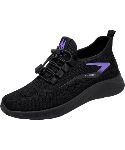 Fashion Summer Autumn Women Flat Lightweight Mesh Breathable Elastic Running Sneaker for Women Black $10.25 Fashion Sneakers