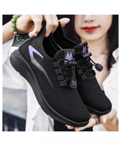 Fashion Summer Autumn Women Flat Lightweight Mesh Breathable Elastic Running Sneaker for Women Black $10.25 Fashion Sneakers