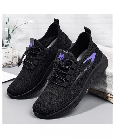 Fashion Summer Autumn Women Flat Lightweight Mesh Breathable Elastic Running Sneaker for Women Black $10.25 Fashion Sneakers