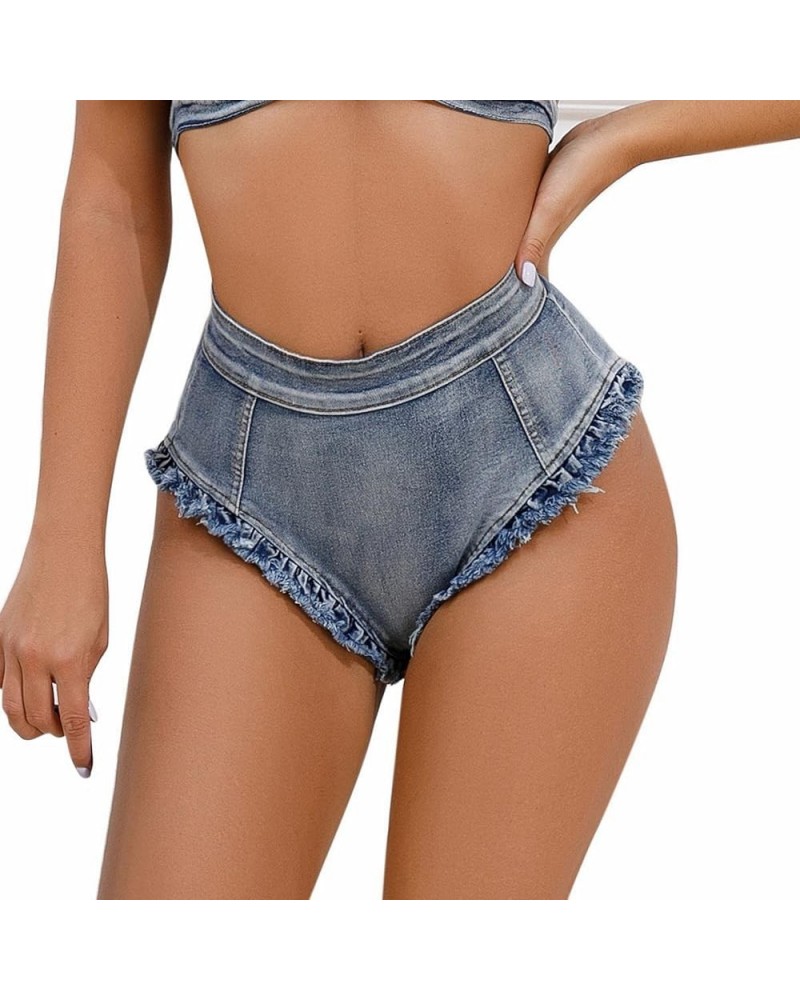 Women's High Waisted Elastic Jean Shorts Hot Denim Shorts for Women Blue - 2024 Pants for Women $9.23 Boots