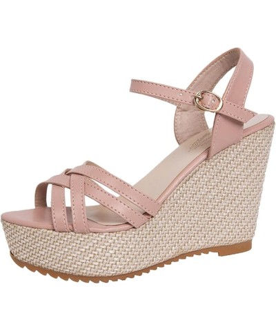 gladiator heels womens gladiator sandals dressy sandals summer sandals for women wedge shoes for women dressy Z 04-pink $16.9...