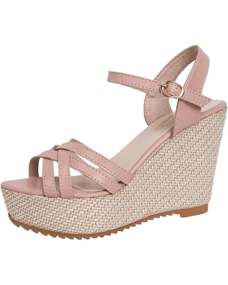 gladiator heels womens gladiator sandals dressy sandals summer sandals for women wedge shoes for women dressy Z 04-pink $16.9...