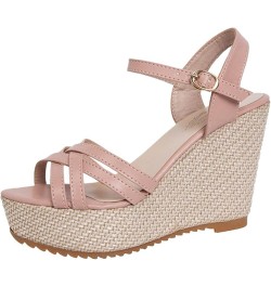 gladiator heels womens gladiator sandals dressy sandals summer sandals for women wedge shoes for women dressy Z 04-pink $16.9...