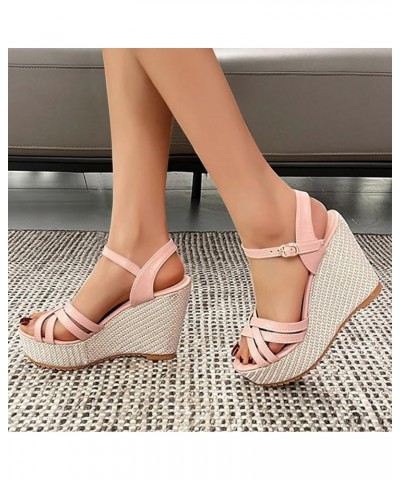 gladiator heels womens gladiator sandals dressy sandals summer sandals for women wedge shoes for women dressy Z 04-pink $16.9...