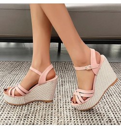 gladiator heels womens gladiator sandals dressy sandals summer sandals for women wedge shoes for women dressy Z 04-pink $16.9...