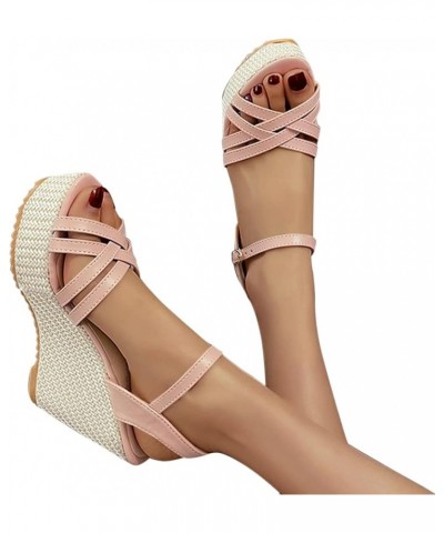 gladiator heels womens gladiator sandals dressy sandals summer sandals for women wedge shoes for women dressy Z 04-pink $16.9...