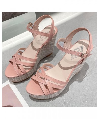 gladiator heels womens gladiator sandals dressy sandals summer sandals for women wedge shoes for women dressy Z 04-pink $16.9...