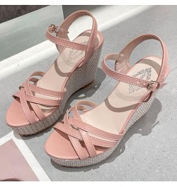 gladiator heels womens gladiator sandals dressy sandals summer sandals for women wedge shoes for women dressy Z 04-pink $16.9...