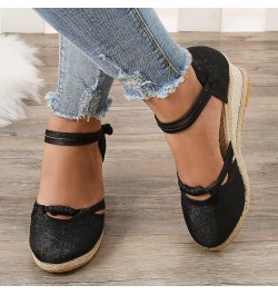 Women's Orthopedic Closed Toe Platform Wedge Heel Espadrille Sandals Button Ankle Strap Casual Shoes Solid Color Dressy Comfo...