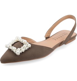 Womens Slingback Jewel Pointed Toe Ballet Flats Slip On Shoes Raffia Pearl Hannae Slides Brown $33.92 Flats