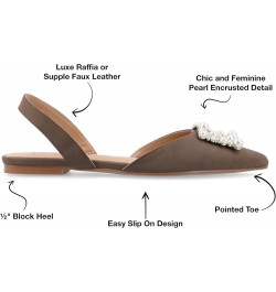 Womens Slingback Jewel Pointed Toe Ballet Flats Slip On Shoes Raffia Pearl Hannae Slides Brown $33.92 Flats