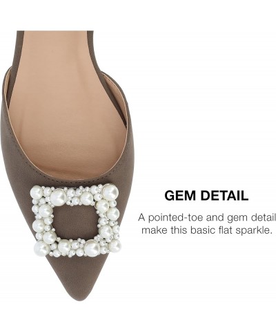 Womens Slingback Jewel Pointed Toe Ballet Flats Slip On Shoes Raffia Pearl Hannae Slides Brown $33.92 Flats