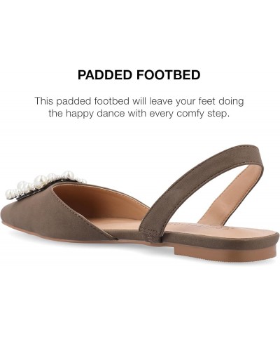 Womens Slingback Jewel Pointed Toe Ballet Flats Slip On Shoes Raffia Pearl Hannae Slides Brown $33.92 Flats