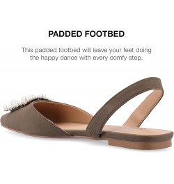 Womens Slingback Jewel Pointed Toe Ballet Flats Slip On Shoes Raffia Pearl Hannae Slides Brown $33.92 Flats