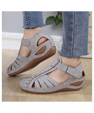 Women Summer Solid Hook Loop Casual Round Toe Wedges Comfortable Beach Shoes Sandals Sandals Casual Women New Size 10 (Pink, ...