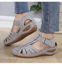 Women Summer Solid Hook Loop Casual Round Toe Wedges Comfortable Beach Shoes Sandals Sandals Casual Women New Size 10 (Pink, ...