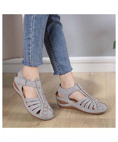 Women Summer Solid Hook Loop Casual Round Toe Wedges Comfortable Beach Shoes Sandals Sandals Casual Women New Size 10 (Pink, ...