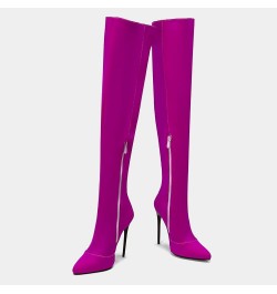 Lady Stiletto Heels Pointed Toe Over Knee Boots Dress Rose-red $27.87 Boots