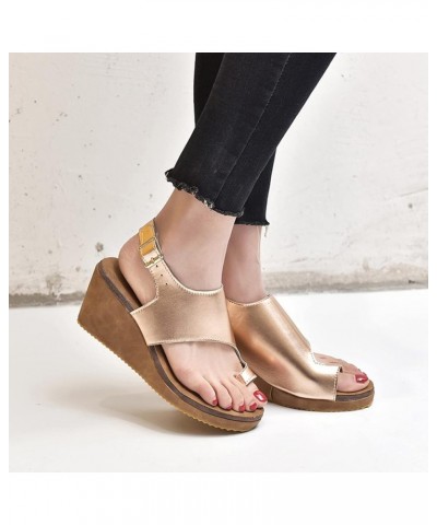 Wedges Sandals for Women Summer Platform Sandals Ankle Strap Flip Flops Ladies Bunion Corrector Toe Ring Clog Sandals Casual ...