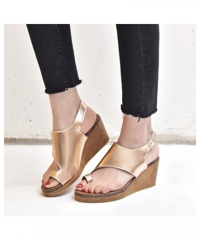 Wedges Sandals for Women Summer Platform Sandals Ankle Strap Flip Flops Ladies Bunion Corrector Toe Ring Clog Sandals Casual ...