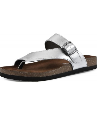 Women's Carly Flat Sandal Silver/Leather $22.39 Sandals