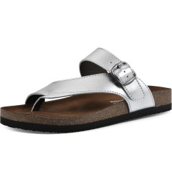 Women's Carly Flat Sandal Silver/Leather $22.39 Sandals