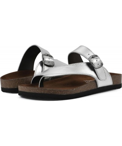 Women's Carly Flat Sandal Silver/Leather $22.39 Sandals