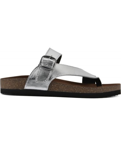 Women's Carly Flat Sandal Silver/Leather $22.39 Sandals