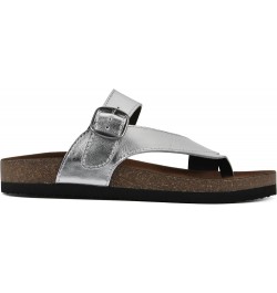 Women's Carly Flat Sandal Silver/Leather $22.39 Sandals