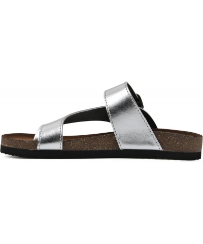 Women's Carly Flat Sandal Silver/Leather $22.39 Sandals