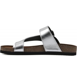 Women's Carly Flat Sandal Silver/Leather $22.39 Sandals