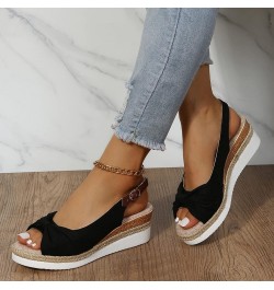 Women's Platform Espadrille Buckle Strap Sandals Wedge Heel Bownot Fish Mouth Open Toe Casual Shoes Dressy Comfortable Lightw...