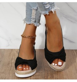 Women's Platform Espadrille Buckle Strap Sandals Wedge Heel Bownot Fish Mouth Open Toe Casual Shoes Dressy Comfortable Lightw...