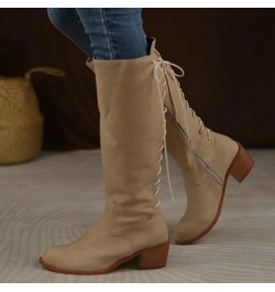 Work Boots Pull On Boots Snow Boots Lace Up Boots for Women Beige-d $32.93 Boots