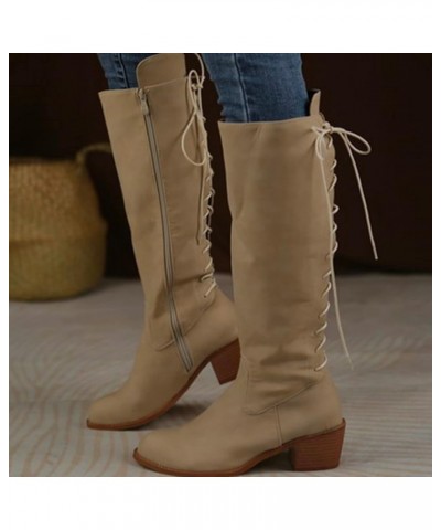 Work Boots Pull On Boots Snow Boots Lace Up Boots for Women Beige-d $32.93 Boots