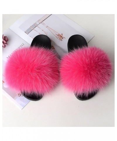 Furry Beach Slippers Fluffy Fur Slides Sandals Open Toe Indoor Outdoor Fox Fur Slippers 43 Lightbrown 40 Black $18.05 Slippers