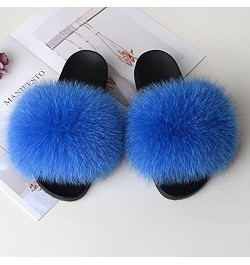 Furry Beach Slippers Fluffy Fur Slides Sandals Open Toe Indoor Outdoor Fox Fur Slippers 43 Lightbrown 40 Black $18.05 Slippers