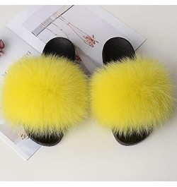 Furry Beach Slippers Fluffy Fur Slides Sandals Open Toe Indoor Outdoor Fox Fur Slippers 43 Lightbrown 40 Black $18.05 Slippers