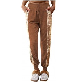 Cold Weather Training Pants Workout Color Pocket Waist Sequin Elastic Pants Pants Womens Track Pants Khaki- Pants for Women 2...