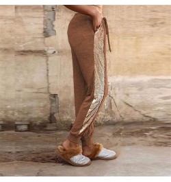 Cold Weather Training Pants Workout Color Pocket Waist Sequin Elastic Pants Pants Womens Track Pants Khaki- Pants for Women 2...