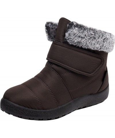 Warm Snow Boots Ladies Winter Flat-Bottomed Water-Repellent And Velvet Warm Mid-Tube Snow Boots Eq2-brown $22.35 Boots