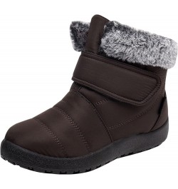 Warm Snow Boots Ladies Winter Flat-Bottomed Water-Repellent And Velvet Warm Mid-Tube Snow Boots Eq2-brown $22.35 Boots