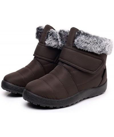 Warm Snow Boots Ladies Winter Flat-Bottomed Water-Repellent And Velvet Warm Mid-Tube Snow Boots Eq2-brown $22.35 Boots