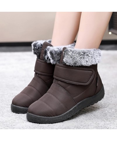 Warm Snow Boots Ladies Winter Flat-Bottomed Water-Repellent And Velvet Warm Mid-Tube Snow Boots Eq2-brown $22.35 Boots