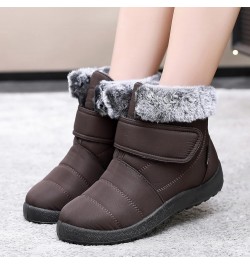 Warm Snow Boots Ladies Winter Flat-Bottomed Water-Repellent And Velvet Warm Mid-Tube Snow Boots Eq2-brown $22.35 Boots