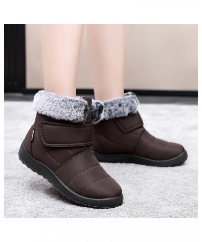 Warm Snow Boots Ladies Winter Flat-Bottomed Water-Repellent And Velvet Warm Mid-Tube Snow Boots Eq2-brown $22.35 Boots