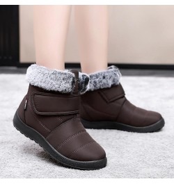 Warm Snow Boots Ladies Winter Flat-Bottomed Water-Repellent And Velvet Warm Mid-Tube Snow Boots Eq2-brown $22.35 Boots