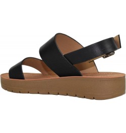 REMUS-S Shoes Women Sandals Ankle Strap Buckled Flatform Wedge Flat Heel Black $22.50 Sandals