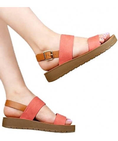 REMUS-S Shoes Women Sandals Ankle Strap Buckled Flatform Wedge Flat Heel Black $22.50 Sandals